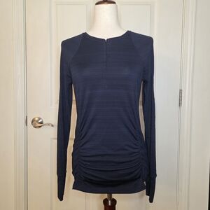 Athleta Navy Scrunched Waist Quarter Zip Long Sleeve